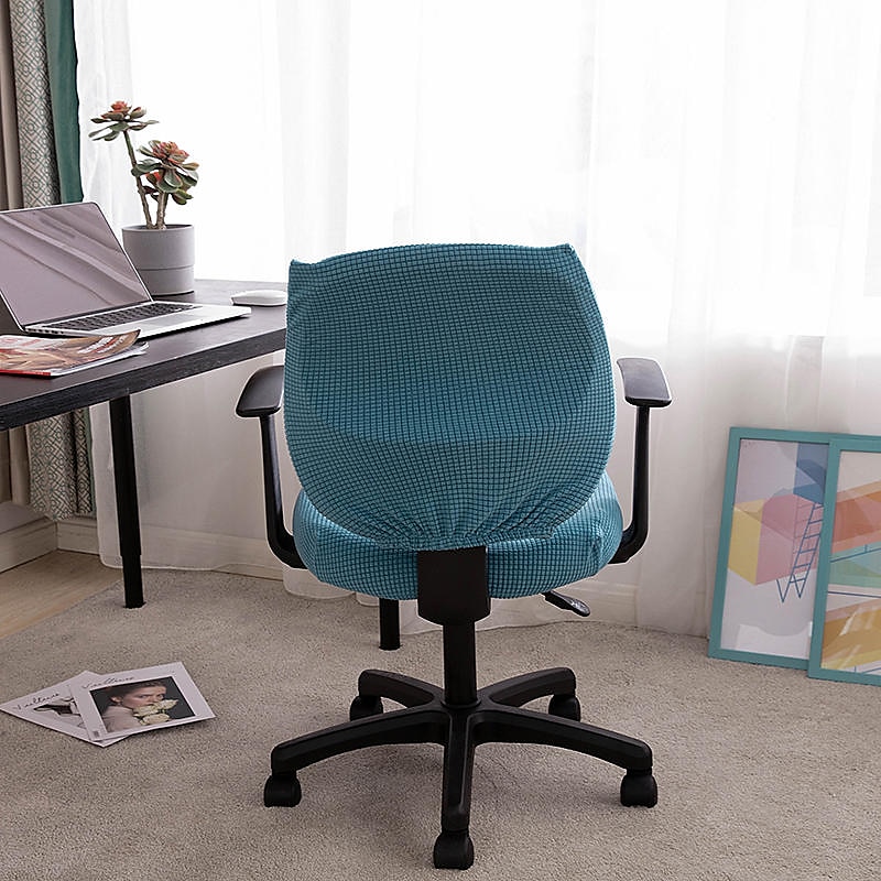 husă scaun de birou pentru computer burgundă elastică, rotativă, pentru scaun pentru jocuri, elastic, jacquard, negru, uni, culoare solidă, moale, durabil, lavabil 2025 - $14.49 –P14