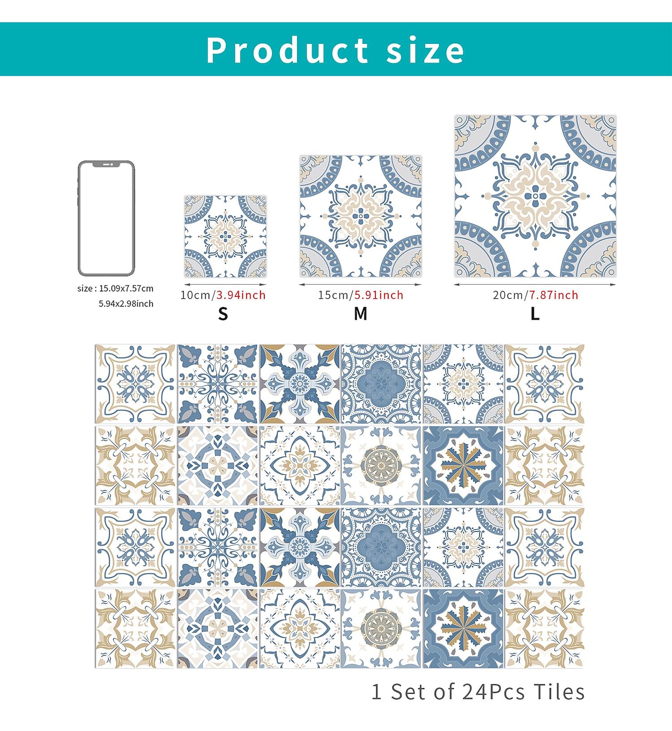 24/48db öntapadó falmatricák vízálló divatos marokkói csempe matricák kreatív konyha fürdőszoba nappali 2026 - $11.99 –P6