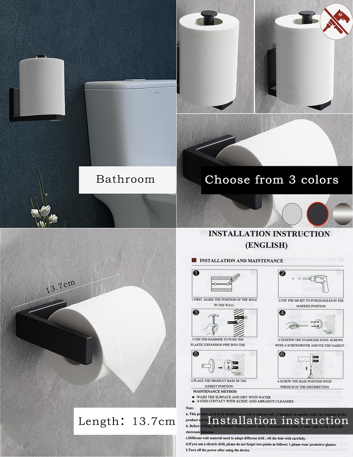 Toilet Paper Holder Bathroom Tissue Holder 304 Stainless Steel Self Adhesive Wall Mounted 1pc 2025 - $27.99 –P1
