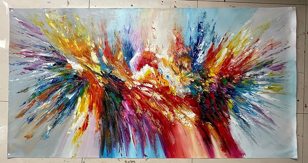 Oil Painting 100% Handmade Hand Painted Wall Art On Canvas Abstract Modern Colorful Landscape Blooming Firework Home Decoration Decor Rolled Canvas No Frame Unstretched 2025 - $60.99 –P9
