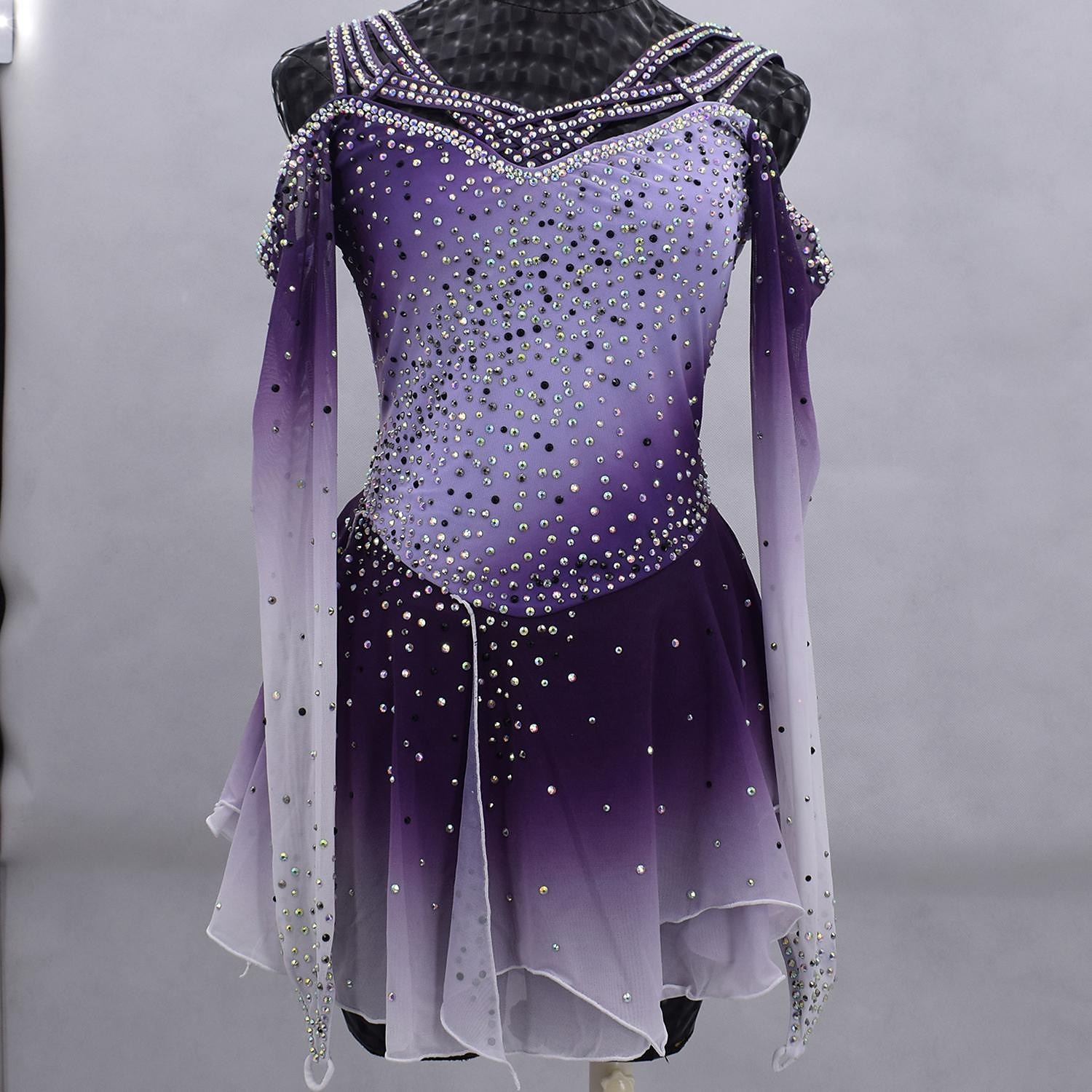 Vestito da pattinaggio artistico Per donna Da ragazza Pattinaggio sul ghiaccio Vestiti Completi Grigio Croce posteriore Retato Elastene Elevata elasticità Addestramento Competizione Vestiti da del 2026 a $213.29 –P1