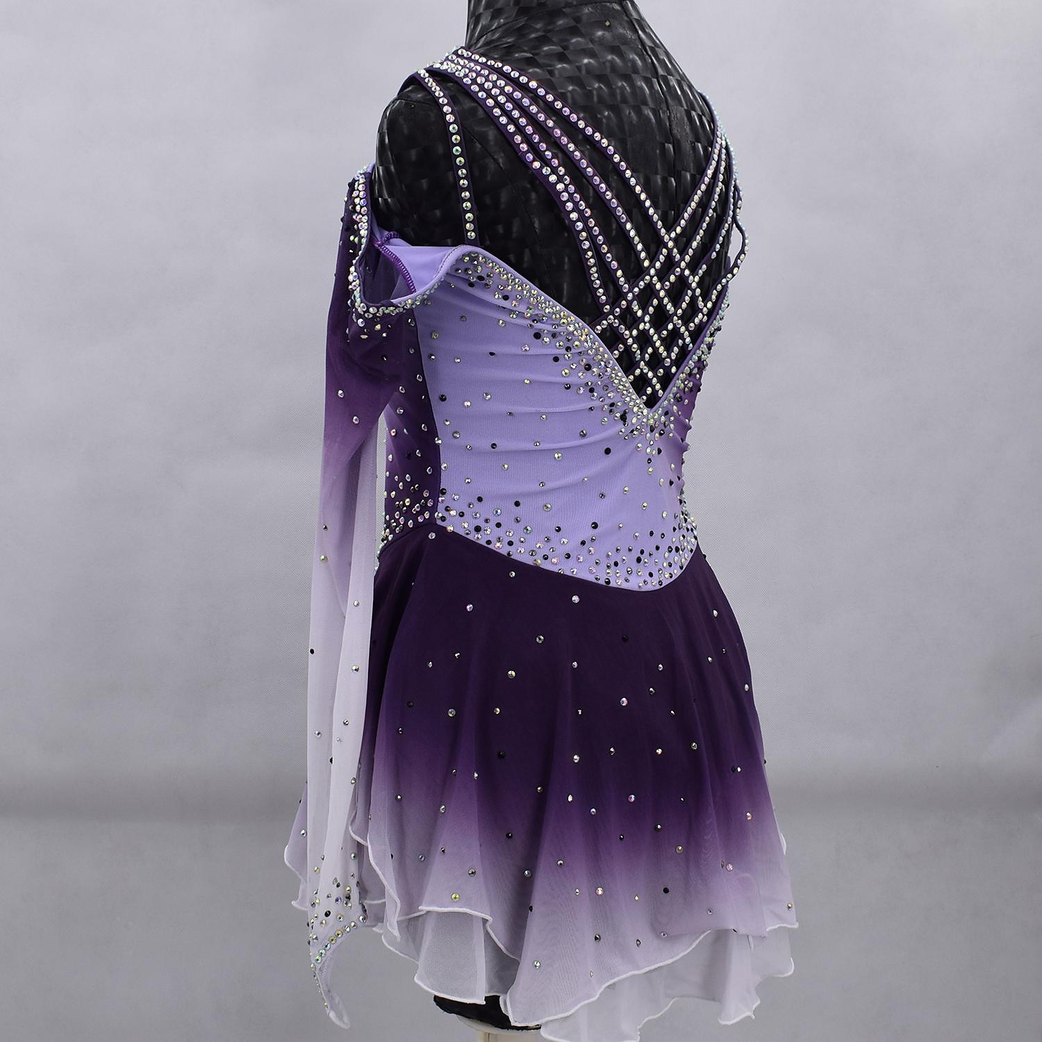 Vestito da pattinaggio artistico Per donna Da ragazza Pattinaggio sul ghiaccio Vestiti Completi Grigio Croce posteriore Retato Elastene Elevata elasticità Addestramento Competizione Vestiti da del 2026 a $213.29 –P6
