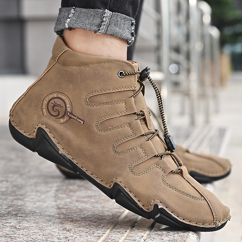 Per uomo Stivaletti Uncinetto Scarpe di pelle Scarpe fatte a mano Scarpe comfort Per sport Classico Informale Esterno Giornaliero Di pelle Sintetico Tenere al caldo Fatto a mano Antiscivolo del 2025 a $54.99 -P3
