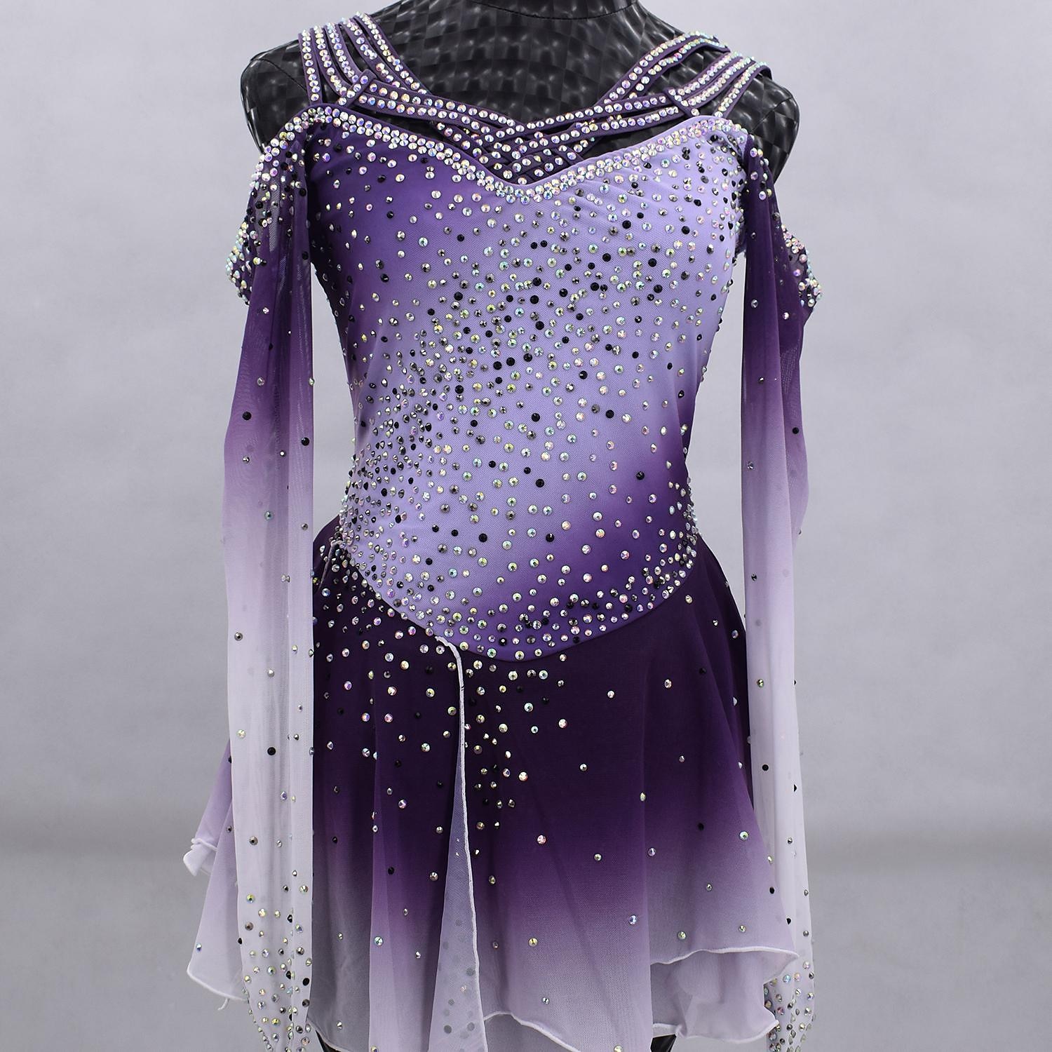 Vestito da pattinaggio artistico Per donna Da ragazza Pattinaggio sul ghiaccio Vestiti Completi Grigio Croce posteriore Retato Elastene Elevata elasticità Addestramento Competizione Vestiti da del 2026 a $213.29 –P2