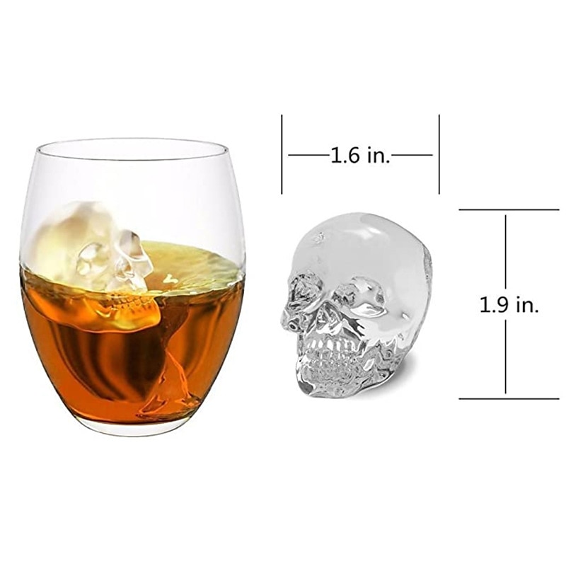 4 cubetti di ghiaccio teschio palla scheletro stampo fai da te teschio scatola di ghiaccio stampo in silicone fai da te fatti in casa per la festa bar halloween del 2025 a $7.99 –P11