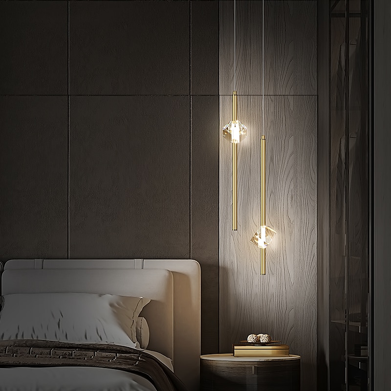 20 cm led-riippuvalaisin yksimuotoinen kristallityylinen kupari messinki led pohjoismainen tyyli 220-240v 2025 - $349.99 –P6