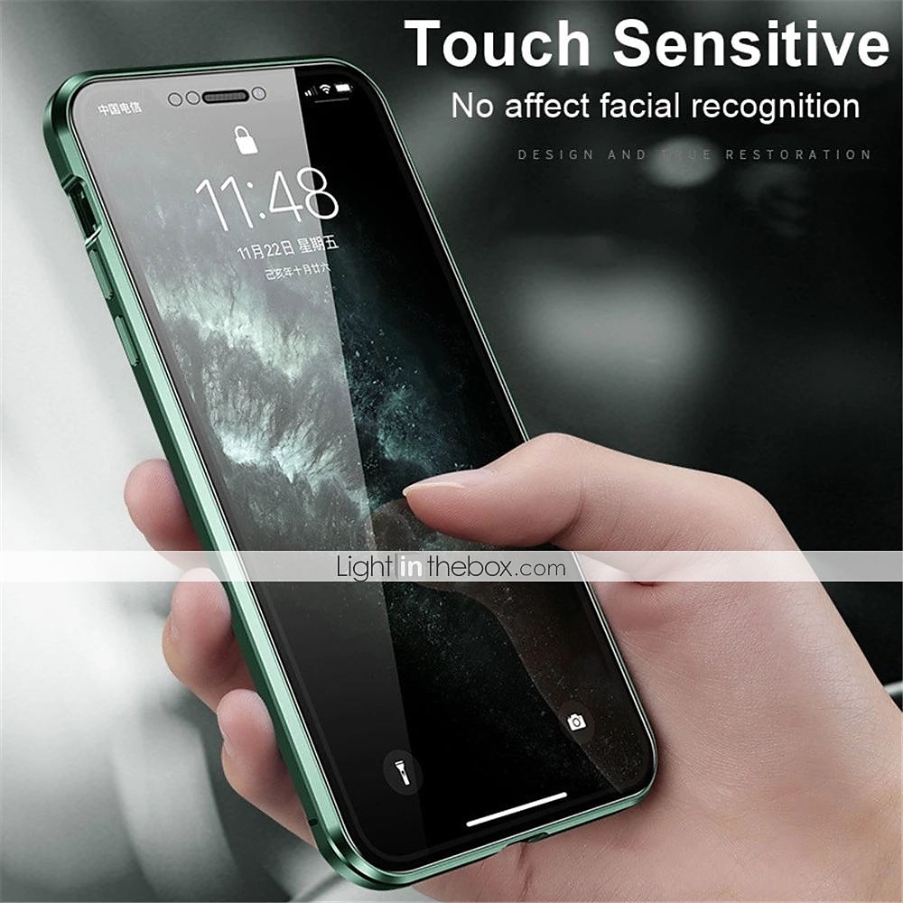 2025年 iPhone 16 15 14 13 12 11 Pro Max Plus 用マグネット強化ガラスケース - 両面金属フレーム、フルボディレンズプロテクター、ショックプロof透明カバー  コレクション – $18.99 –P5