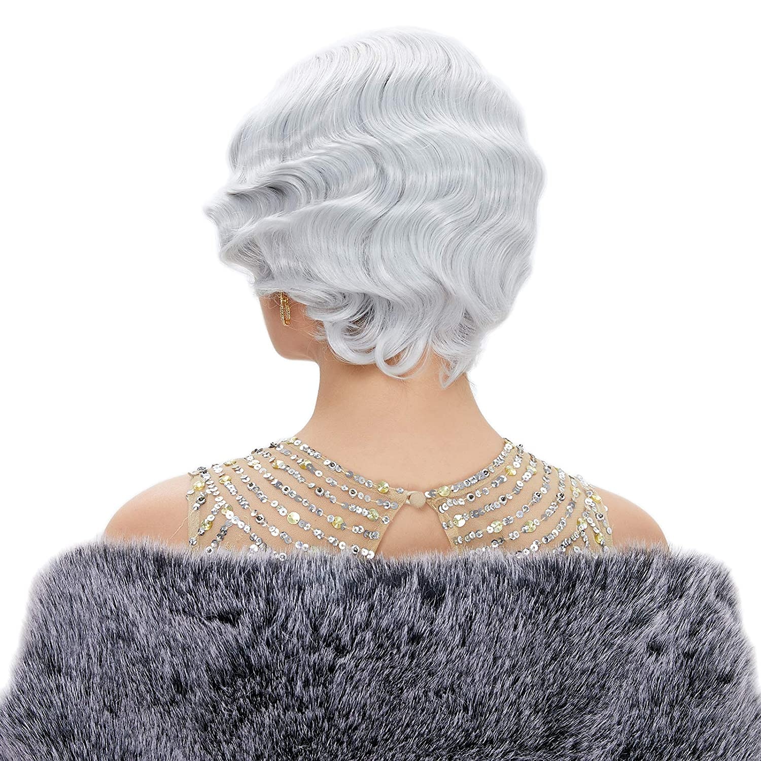 Flapper Wig Finger Wave Wig Short Curly Synthetic Hair for Women