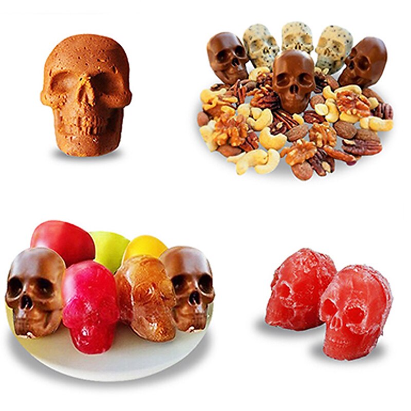 4 cubetti di ghiaccio teschio palla scheletro stampo fai da te teschio scatola di ghiaccio stampo in silicone fai da te fatti in casa per la festa bar halloween del 2025 a $7.99 –P6