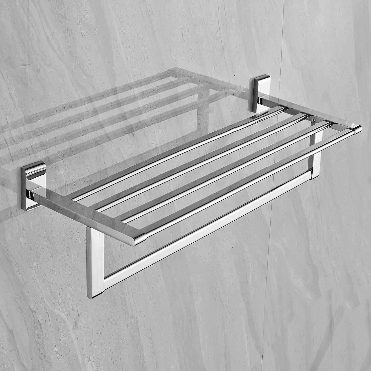 portasciugamani multifunzione portasciugamani pieghevole moderno mensola da bagno in ottone massiccio con ganci a parete argentato del 2025 a $151.99 –P1