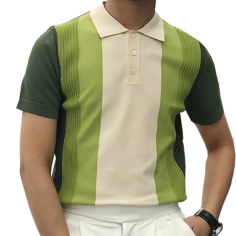 Herre Genser Pullover genser Strikke Strikket Fargeblokk Skjortekrage Stilfull Gammeldags stil Dagligdagstøy Klær Vinter Sommer Grønn M L XL 2025 - $24.99 –P3