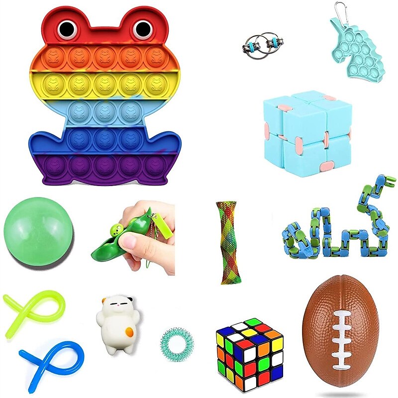 5 Stück Zappeln Sinnesspielzeug Set Stressabbau Anti-Angst  Push Bubble Toy 