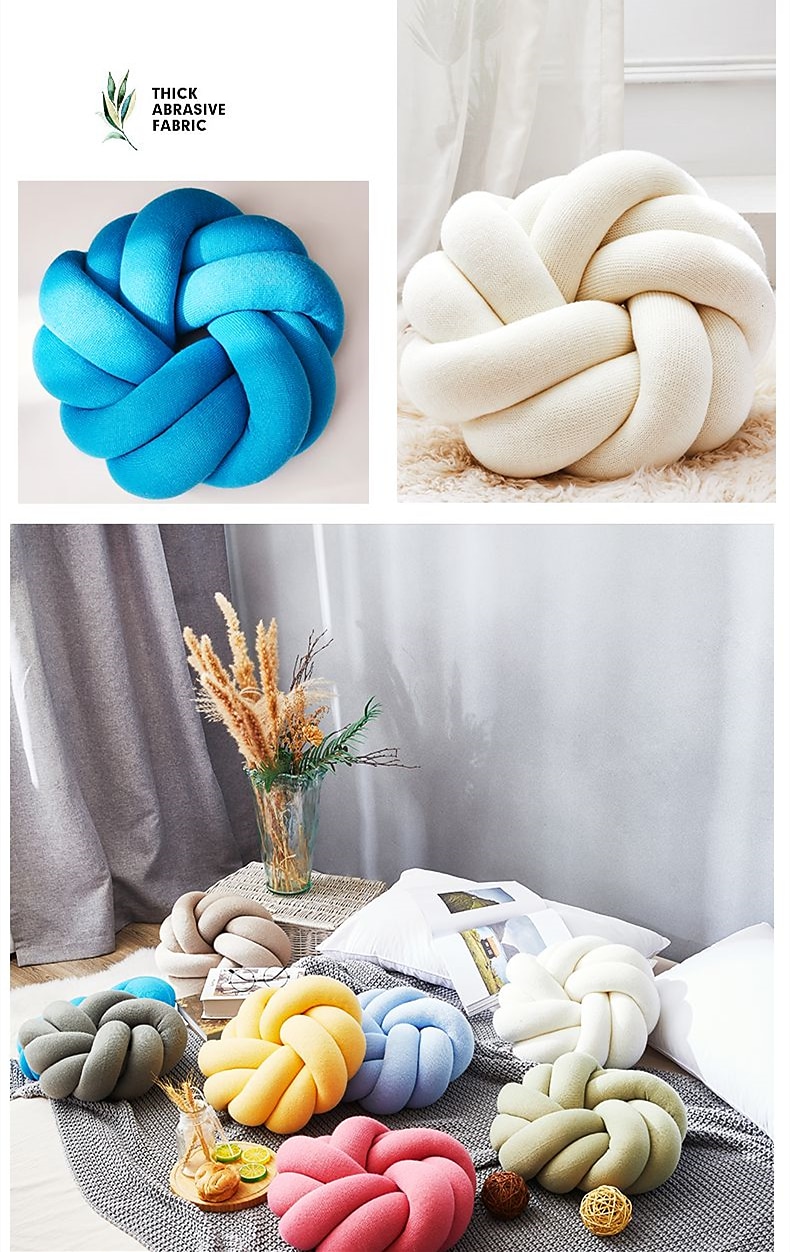 Travesseiro de nó redemoinho travesseiro de chão bola almofadas decorativas 13,8 polegadas travesseiro macio redondo atado para casa cama quarto decoração sofá escritório decoração travesseiro de de 2025 por $37.99 –P18