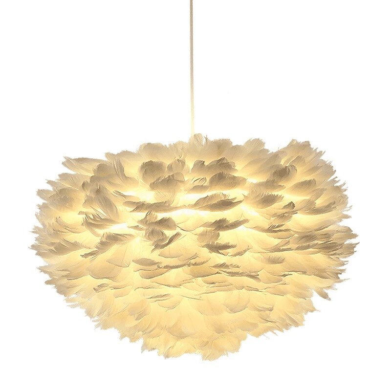 Lampa wisząca led 30/40/45/50/55/60/70 cm pojedynczy projekt wisiorek lekki metal pióro artystyczne inspirowane naturą 220-240 v 2025 - $249.99 –P7