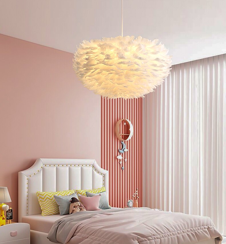 Lampa wisząca led 30/40/45/50/55/60/70 cm pojedynczy projekt wisiorek lekki metal pióro artystyczne inspirowane naturą 220-240 v 2025 - $249.99 –P1