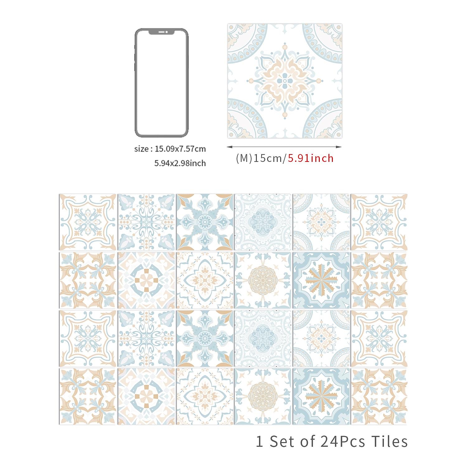 24/48 Uds pegatinas de pared autoadhesivas impermeables azulejos frescos pegatinas impermeables cocina creativa baño sala de estar 2025 - $9.49 –P2
