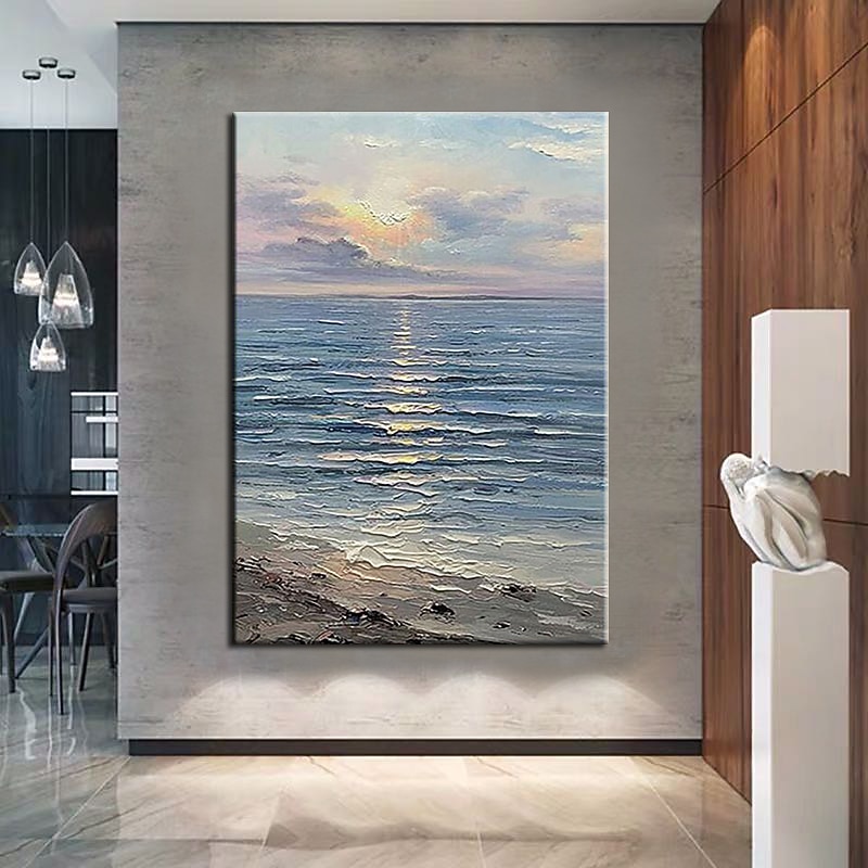 2025年 油絵手作り手描き壁アート垂直モダン抽象的な海景写真家の装飾の装飾ロールキャンバスフレームなしストレッチなし  コレクション – $116.99 –P3
