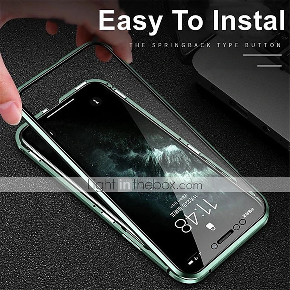 2025年 iPhone 16 15 14 13 12 11 Pro Max Plus 用マグネット強化ガラスケース - 両面金属フレーム、フルボディレンズプロテクター、ショックプロof透明カバー  コレクション – $18.99 –P4