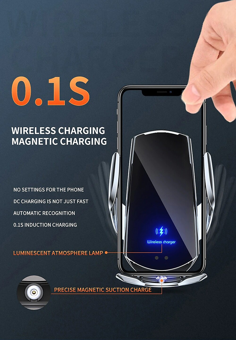 Q3 Car Wireless Charging Phone Holder - Intelligent Induction, Automatic Sensor Opening & Closing, Magnetic Charging 2025 - $28.99 –P3