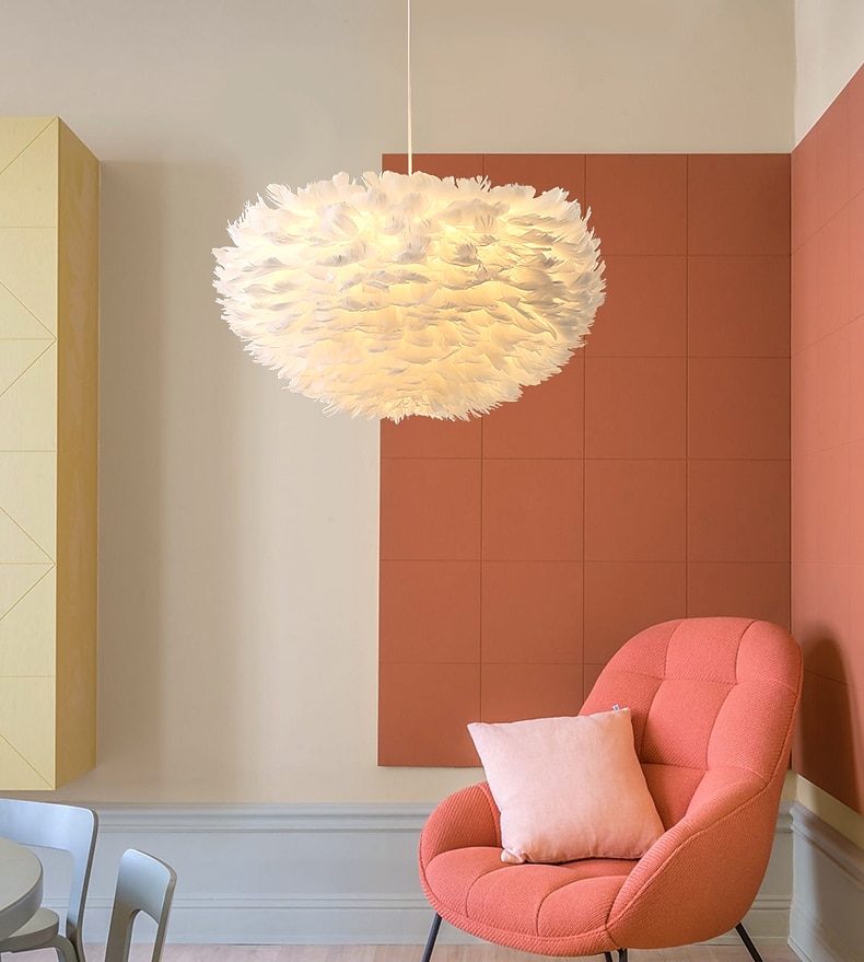 Lampa wisząca led 30/40/45/50/55/60/70 cm pojedynczy projekt wisiorek lekki metal pióro artystyczne inspirowane naturą 220-240 v 2025 - $249.99 –P5
