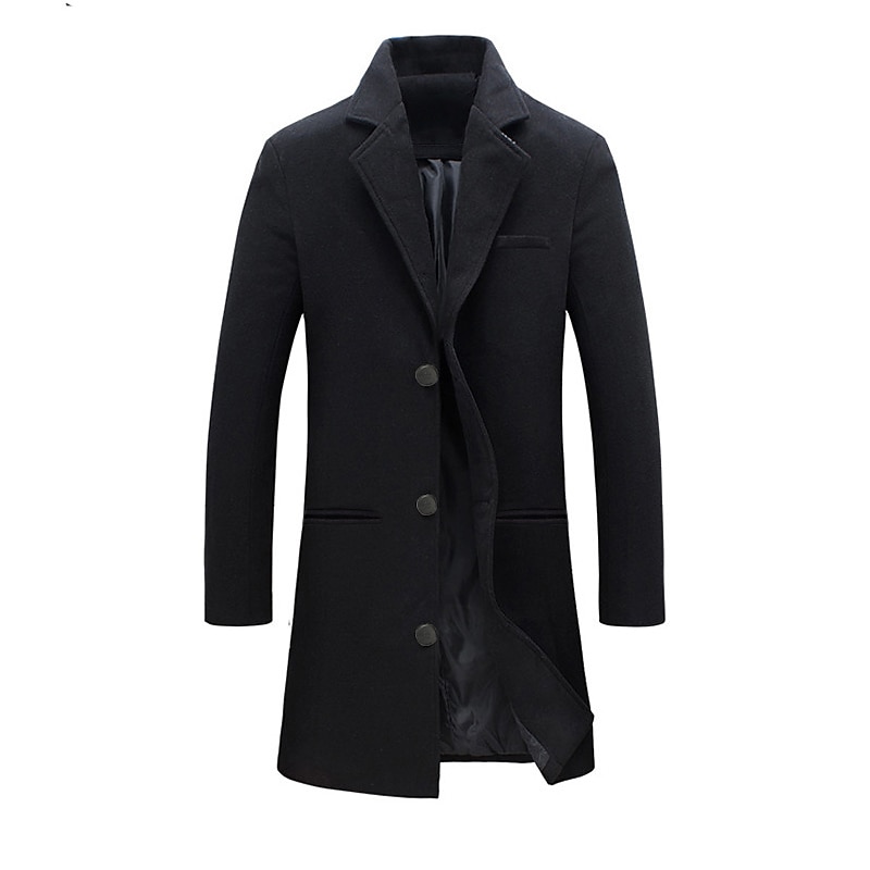 Men's Trench Coat Overcoat Daily Work Winter Long Coat Notch lapel 