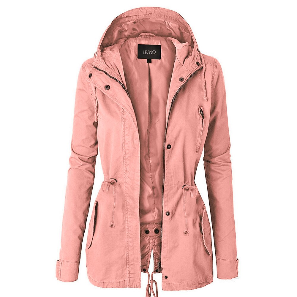 hooded cargo drawstring anorak jacket