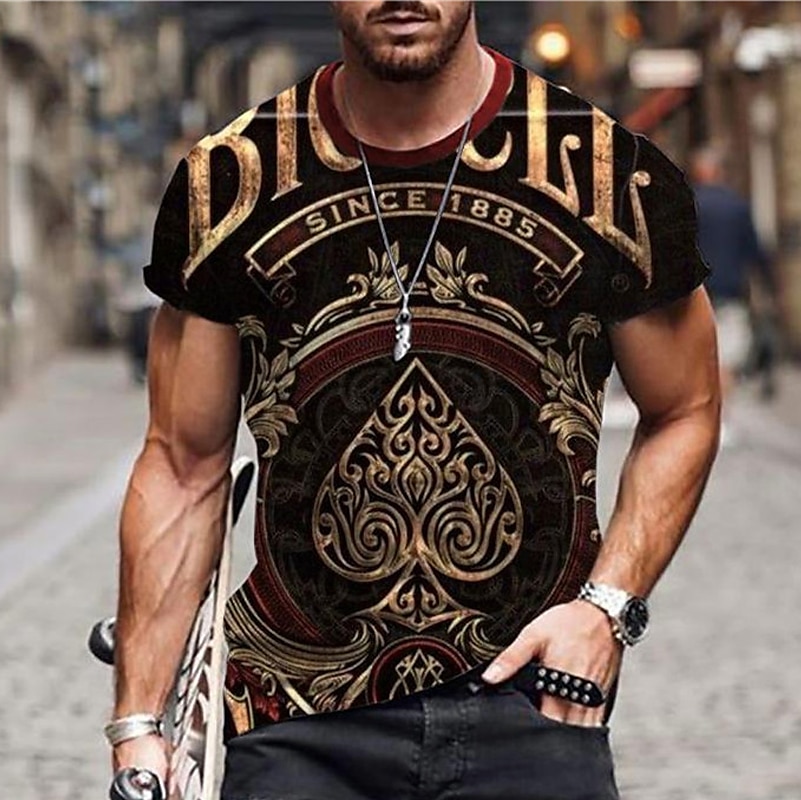 Voor heren Uniseks Grafische prints Poker Overhemd T-shirt T-shirts Korte mouw T-shirt 3D-afdrukken Strakke ronde hals Overhemd Ontwerper Casual Groot en klein Dagelijks Feestdagen Zwart blauw Licht 2025 - $17.99 –P1