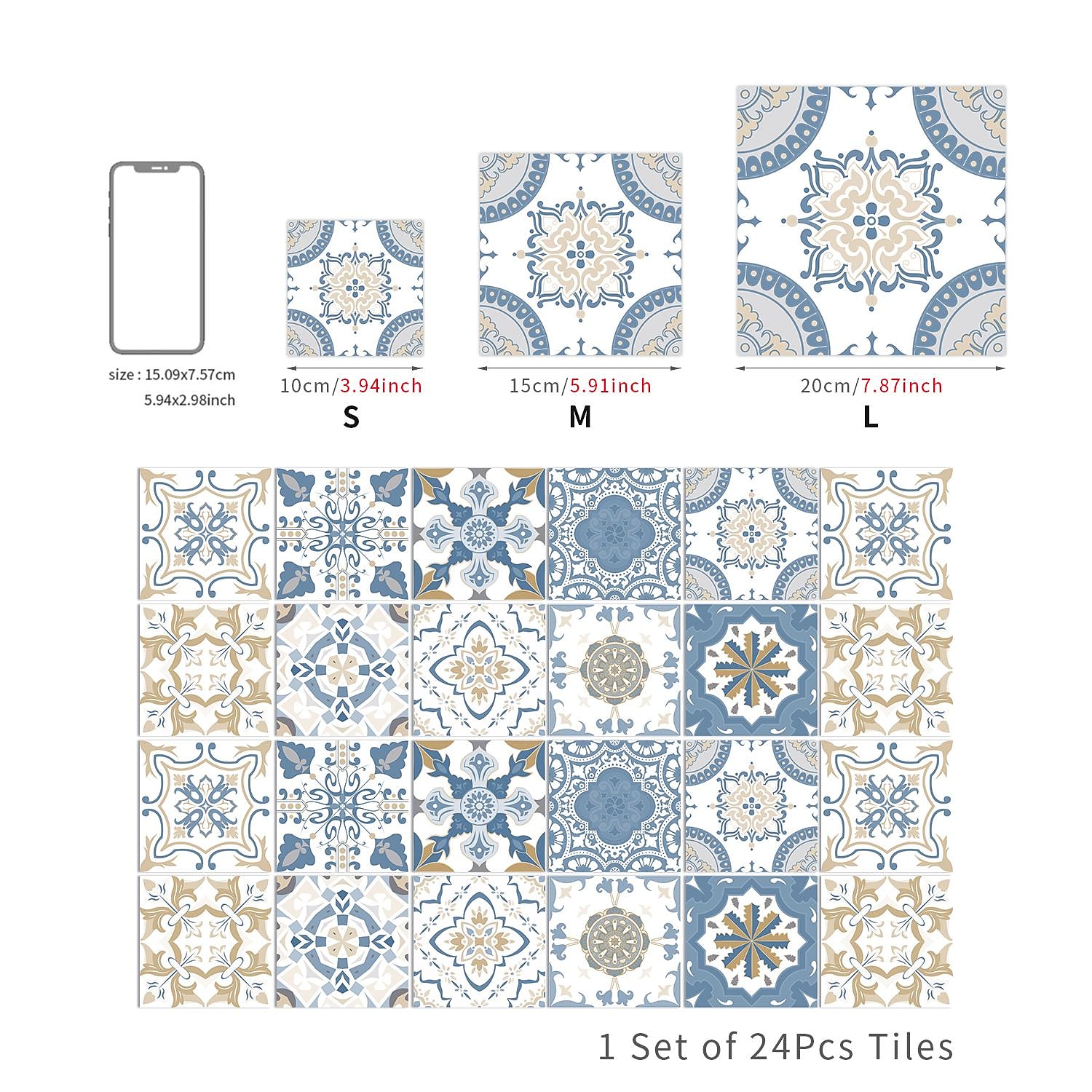 24/48db öntapadó falmatricák vízálló divatos marokkói csempe matricák kreatív konyha fürdőszoba nappali 2026 - $11.99 –P3