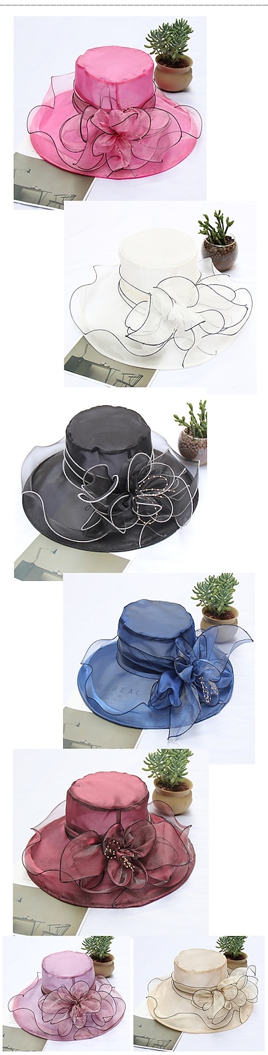 Dames Feesthoed Feest Bruiloft Speciale gelegenheden  Bloem Effen Kleur Wijn Zwart Hoed / Wit / Herfst / Winter / Lente / Zomer 2025 - $12.99 –P1