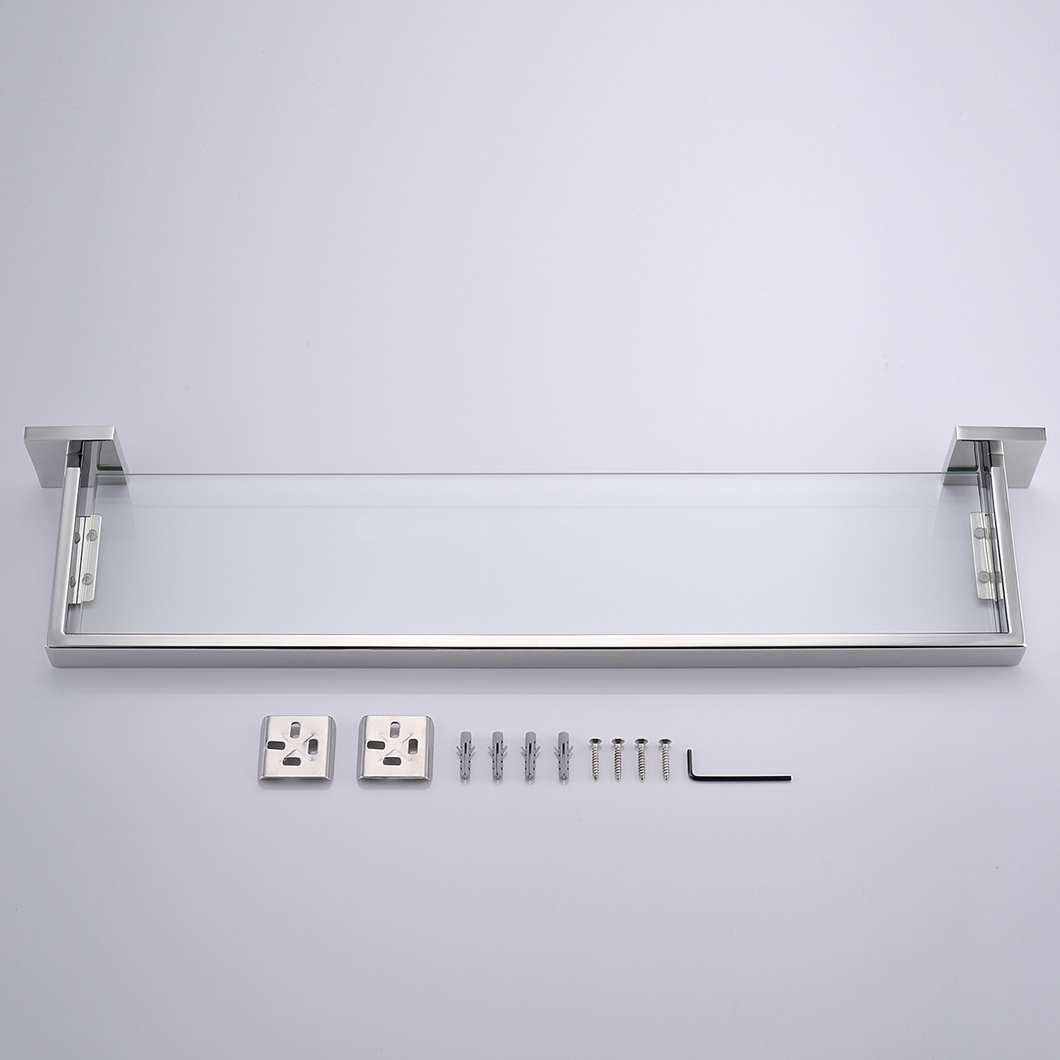 Bathroom Shelves Bathroom Tempered Glass Shelf, Sainless Steel Shower Wall Shelves No Drilling Towel Racks Rectangular 1 Tier Wall Mounted Mirror Front Shelf 2025 - $79.99 –P11