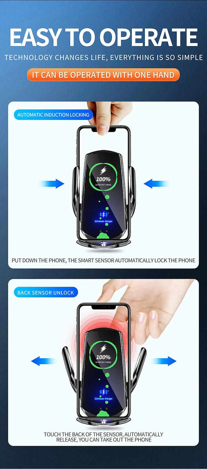 Q3 Car Wireless Charging Phone Holder - Intelligent Induction, Automatic Sensor Opening & Closing, Magnetic Charging 2025 - $28.99 –P6