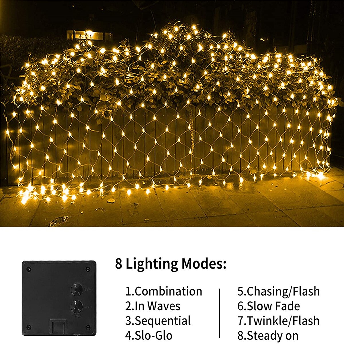 Solar LED Net Lights 8 Modes 200 LEDs 9.8ft x 6.6ft Tree Wrap Mesh Fairy Twinkle Lights for Outdoor Patio Lawn Garden Porch Bushes Camping Window Christmas 2025 - $41.99 –P6