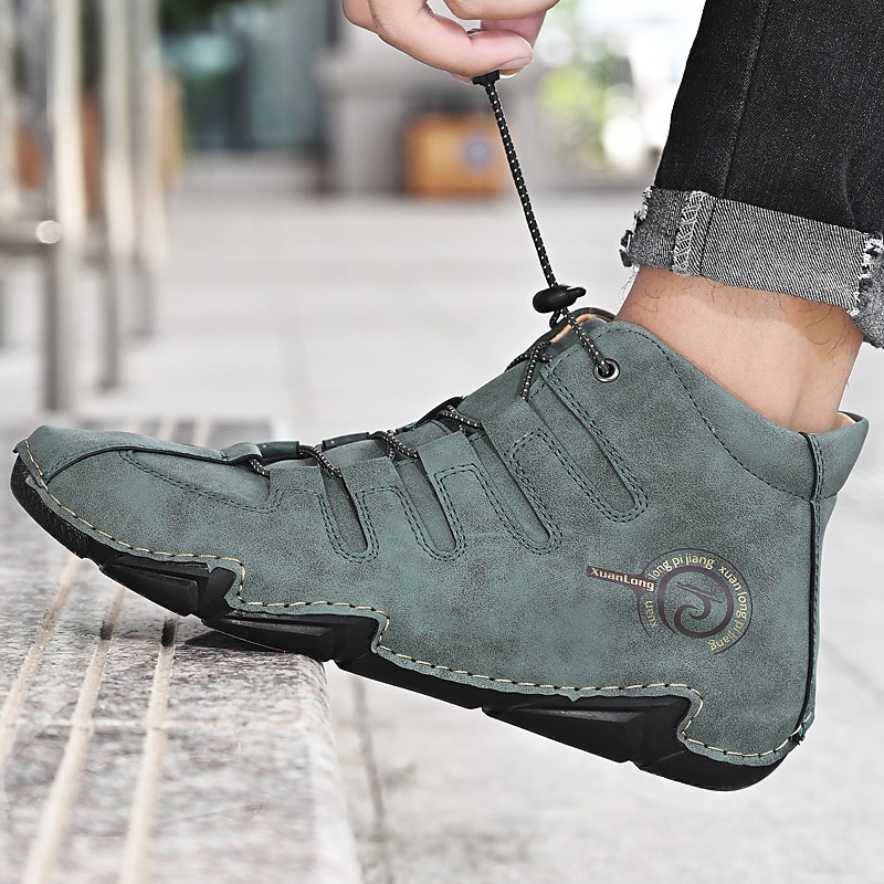 Per uomo Stivaletti Scarpe casual da uomo Taglie forti Scarpe fatte a mano Scarpe comfort Lavoro Classico Informale Esterno Giornaliero Di pelle Pelle di maiale Tenere al caldo Antiscivolo Altezza del 2025 a $54.99 -P10