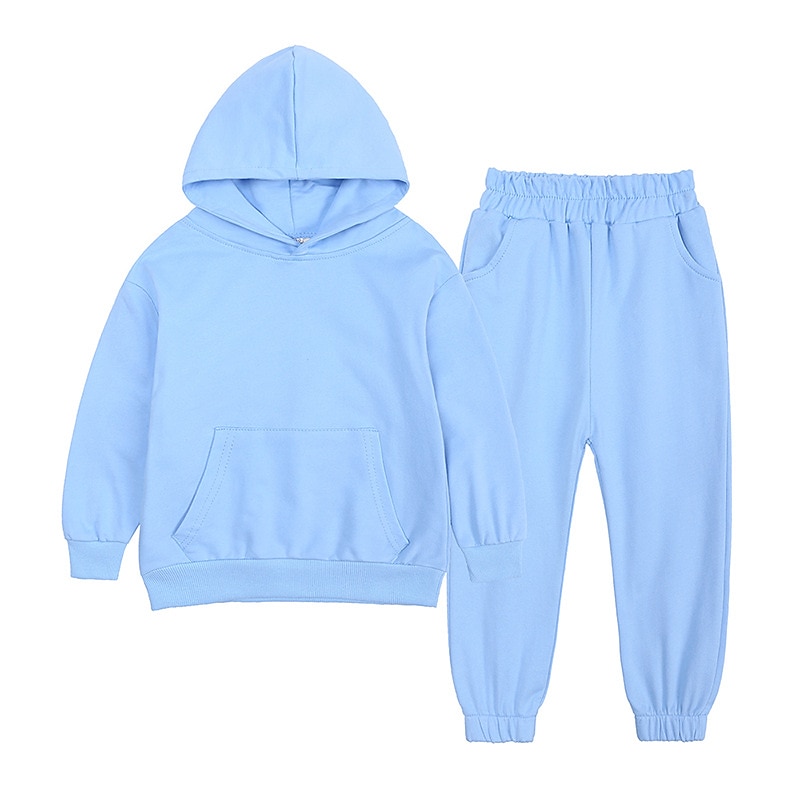 Kinder Jungen Kapuzenpulli & Hose Kleidungsset 2 Stück Langarm Grün Blau Grau Volltonfarbe Baumwolle Strasse Lässig / Alltäglich Streetstyle Sport Standard / Herbst / Winter 2025 - GBP £17 –P2