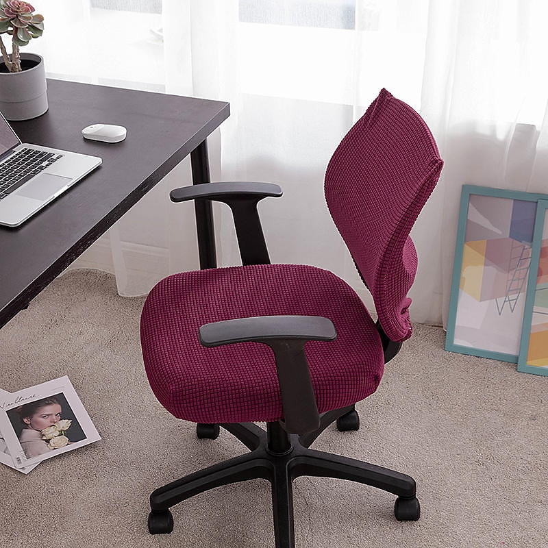 husă scaun de birou pentru computer burgundă elastică, rotativă, pentru scaun pentru jocuri, elastic, jacquard, negru, uni, culoare solidă, moale, durabil, lavabil 2025 - $14.49 –P16