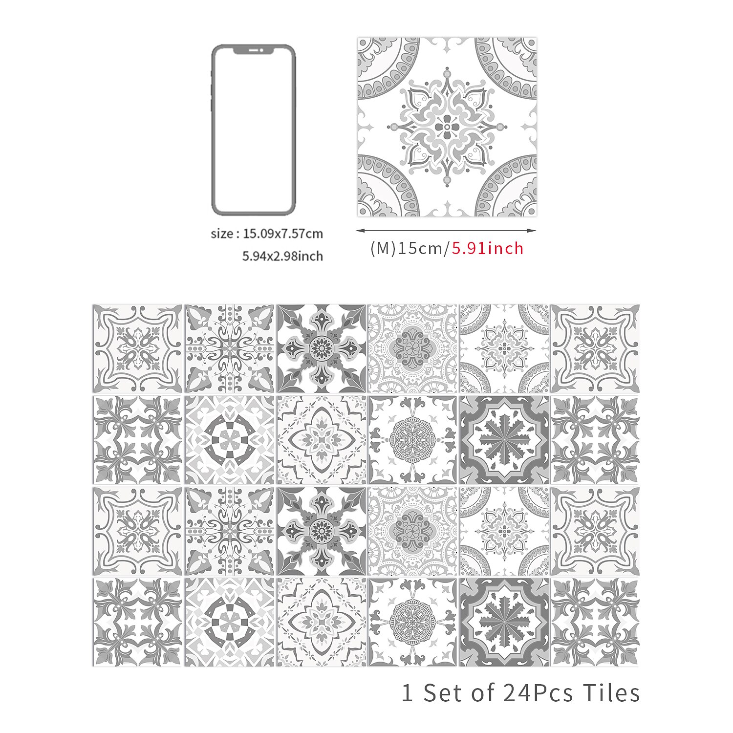 24/48pcs adesivi murali autoadesivi mandala impermeabili classici adesivi per piastrelle marocchine cucina creativa bagno soggiorno del 2025 a $15.49 –P16