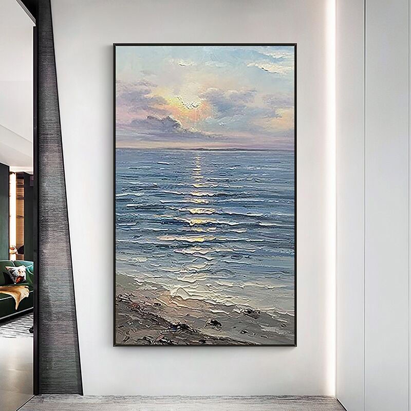 2025年 油絵手作り手描き壁アート垂直モダン抽象的な海景写真家の装飾の装飾ロールキャンバスフレームなしストレッチなし  コレクション – $116.99 –P4
