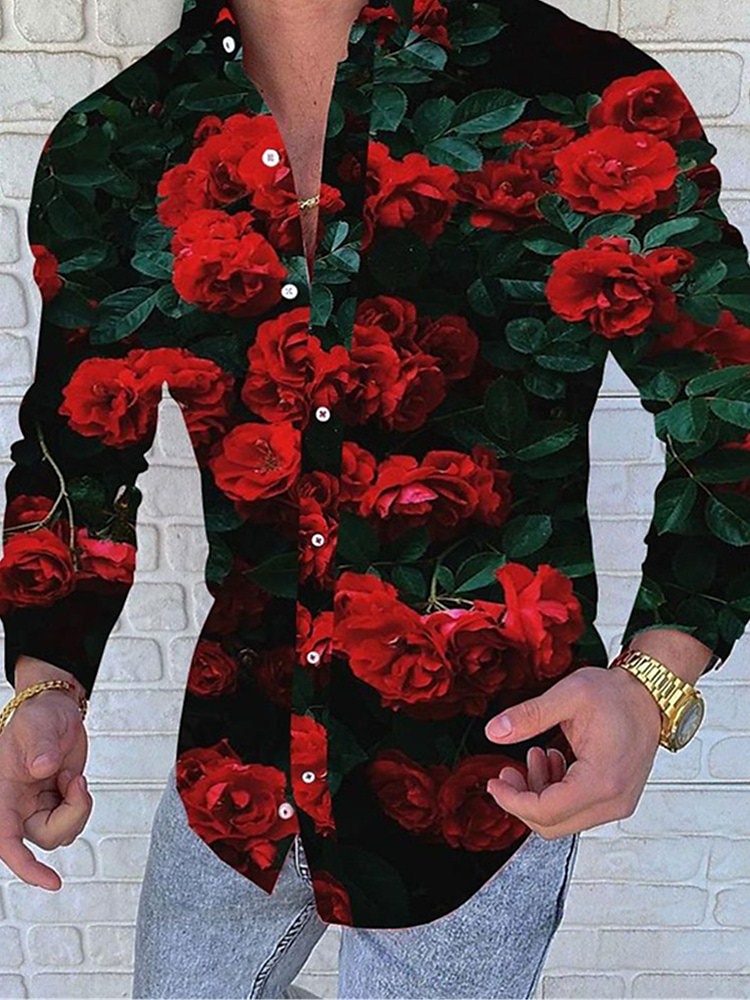 Herren Hemd Knopfhemd Langarm Designer Punk & Gothic Ausgehen Frühling Sommer Stehkragen Patchwork 3D-Druck Rote Blau Orange 2025 - $26.99 –P2