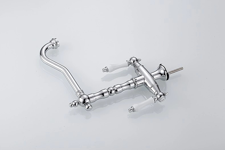rubinetto miscelatore lavello da cucina tradizionale, rubinetti da cucina per recipienti in stile retrò doppi manici monoforo girevole cromato / ottone / nichel spazzolato beccuccio standard del 2025 a $129.99 –P3