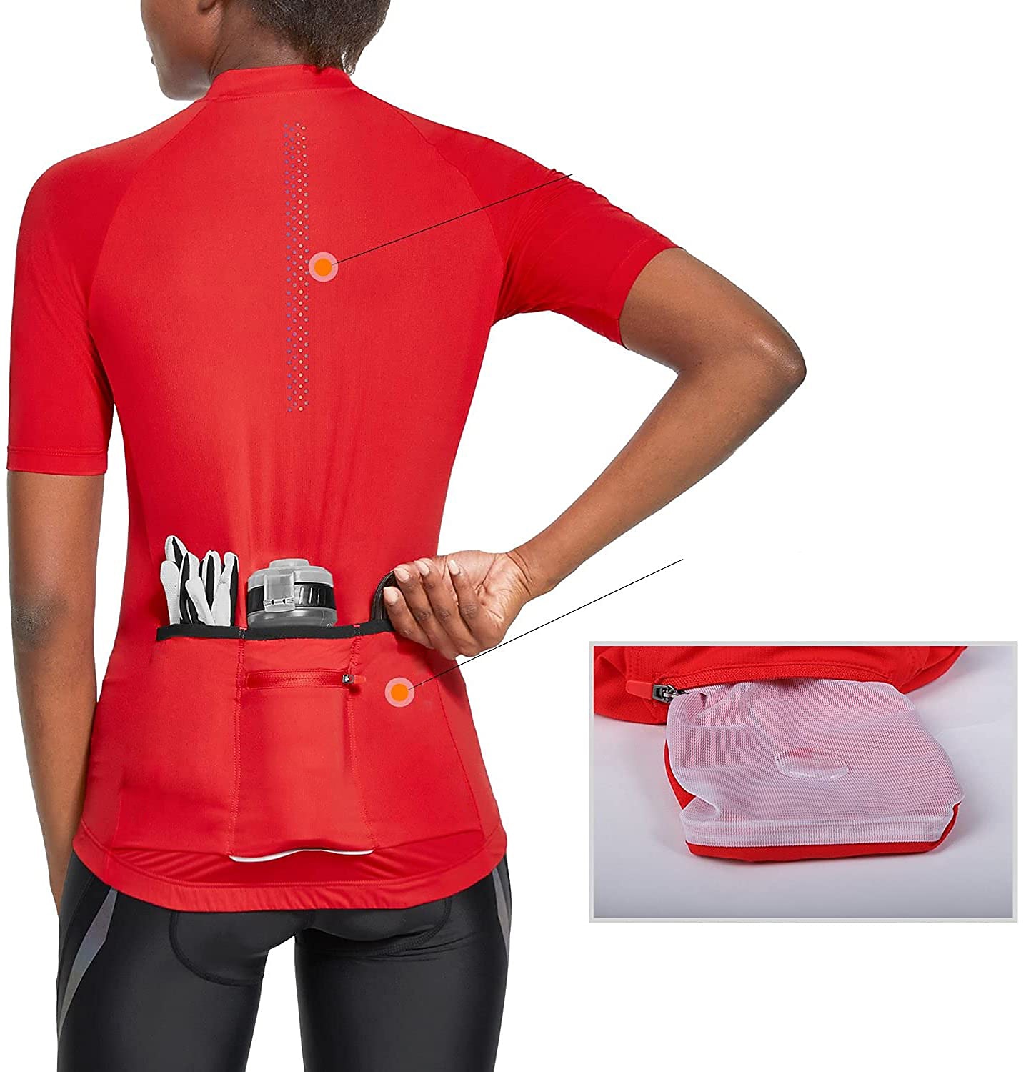 Per donna Maglia da Ciclismo Tinta unica Manica Corta Bicicletta Maglia Top con 3 tasche posteriori Mountain Bike MTB Ciclismo su strada Asciugatura Rapida Strisce Riflettenti Tasca Posteriore del 2026 a $30.99 –P4