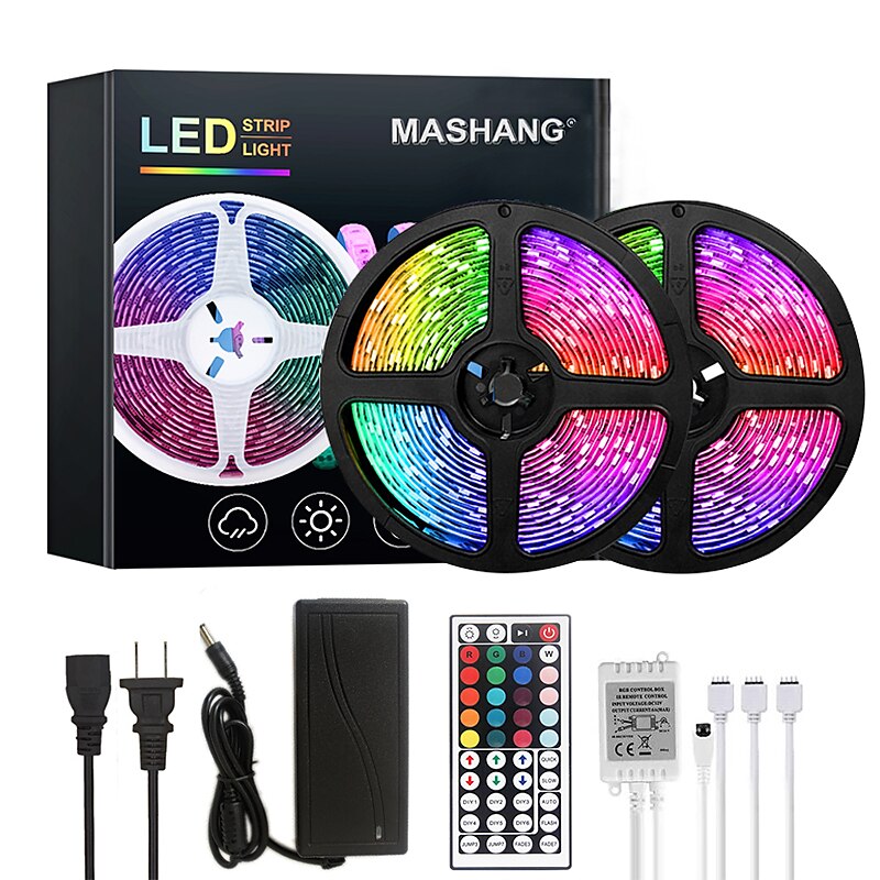 2025年 20メートル 4x5M フレキシブルＬＥＤライトストリップ ライトセット ＲＧＢストリップライト 1200 LED 2835 SMD 8mm 1セット RGB クリスマス 新年 防水 カット可能 装飾用 100-240 V / ノンテープ・タイプ  コレクション – $40.99 –P13