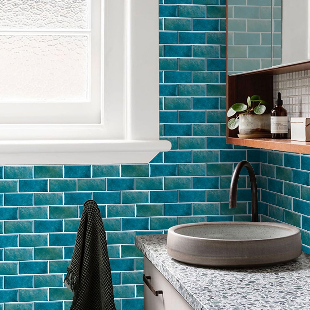 15x30cm 6 stks tegels muurstickers tegel verf backsplash verwijderbare waterdichte zelfklevende stickers woondecoratie woonkamer keuken badkamer decor (zwart, zelfklevende decoratieve muursticker 2025 - €9.99 –P13