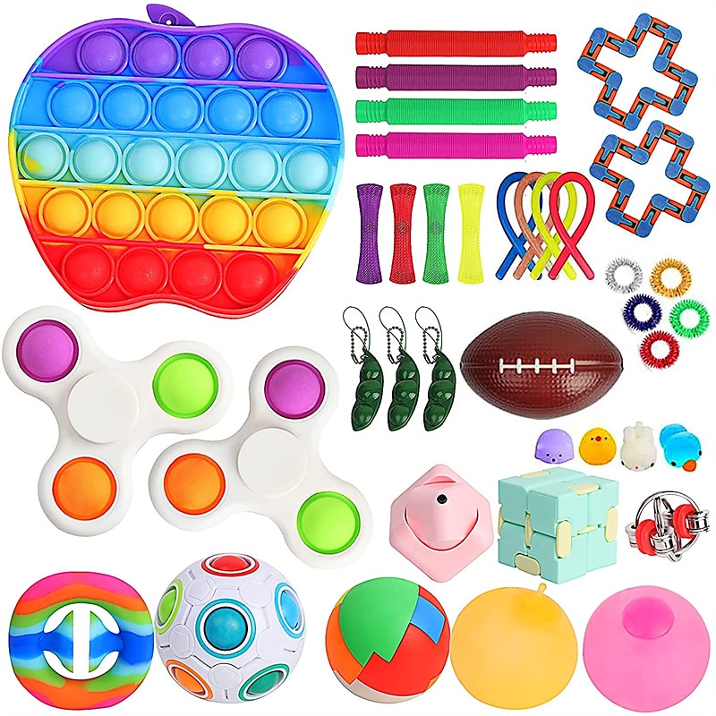 Paquete De 38 Conjunto de herramientas sensoriales intranquilo Juguetes paquete alivio de tensión Mano Niños Adultos Juguetes 