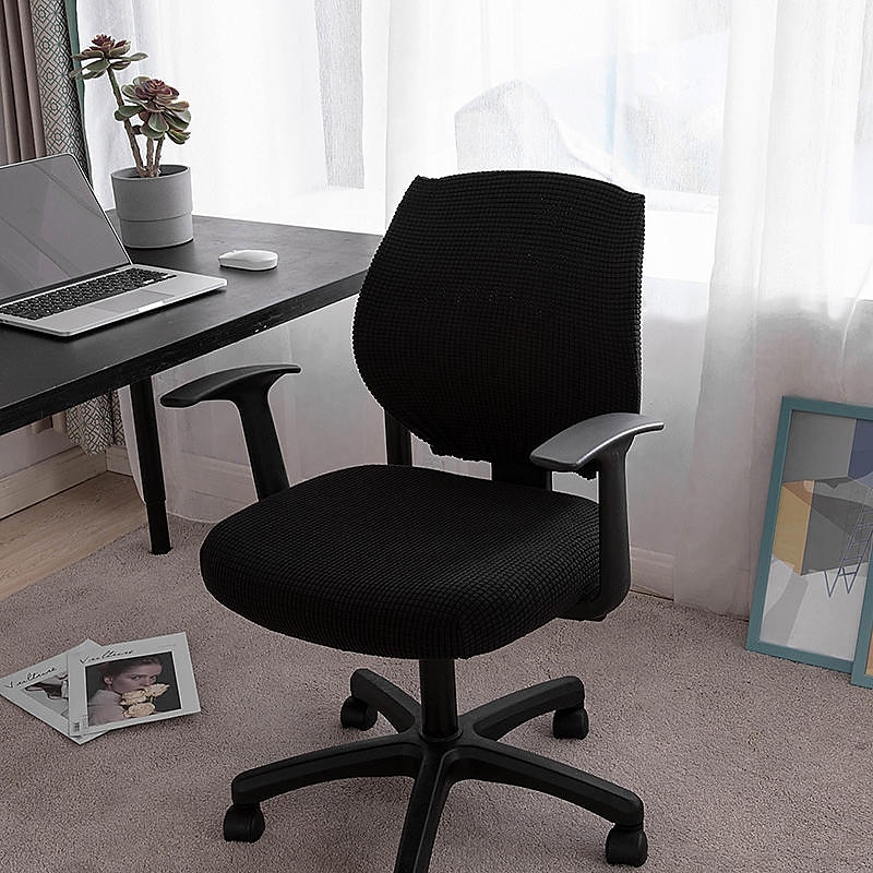 husă scaun de birou pentru computer burgundă elastică, rotativă, pentru scaun pentru jocuri, elastic, jacquard, negru, uni, culoare solidă, moale, durabil, lavabil 2025 - $14.49 –P7