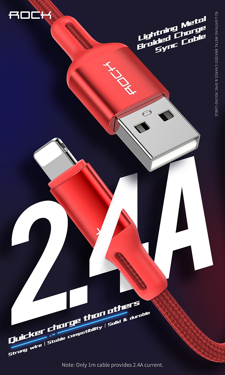iPhone Charger 3.3ft 6.6ft ROCK Lightning Cable iPhone Charging Cord 2.4A Fast Charging Nylon Braided USB Cable Compatible with iPhone 14 Pro Max 13 Pro 12 11 XS Max 8 Plus 7 2025 - $12.99 –P1