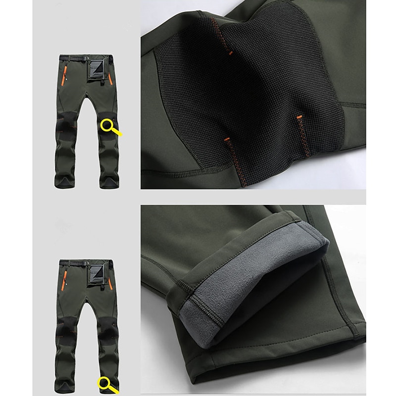 Herr Vandringsbyxor Fleecefodrade byxor Softshell-byxor Vinter Utomhus Håller värmen Vindtät Vattenavvisande Multi Pocket Underdelar Elastisk midja Ficka med blixtlås Herrgrå Armégrön Jakt Skidåkning 2025 - $29.99 –P10