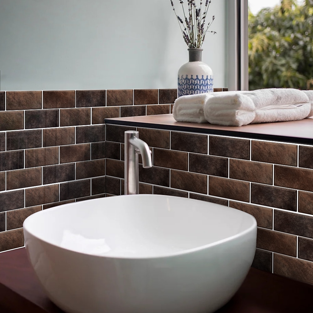 15x30cm 6 stks tegels muurstickers tegel verf backsplash verwijderbare waterdichte zelfklevende stickers woondecoratie woonkamer keuken badkamer decor (zwart, zelfklevende decoratieve muursticker 2025 - €9.99 –P14