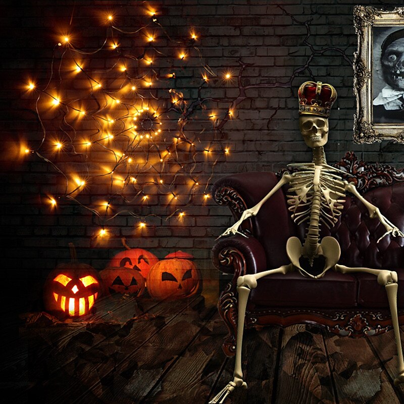 Luzes de teia de aranha de Halloween 60 LED com aranha preta à prova d'água luzes de rede roxas controle remoto alimentado por USB 8 modos teia de aranha para decoração de quintal de festa iluminação de 2025 por $23.99 –P17