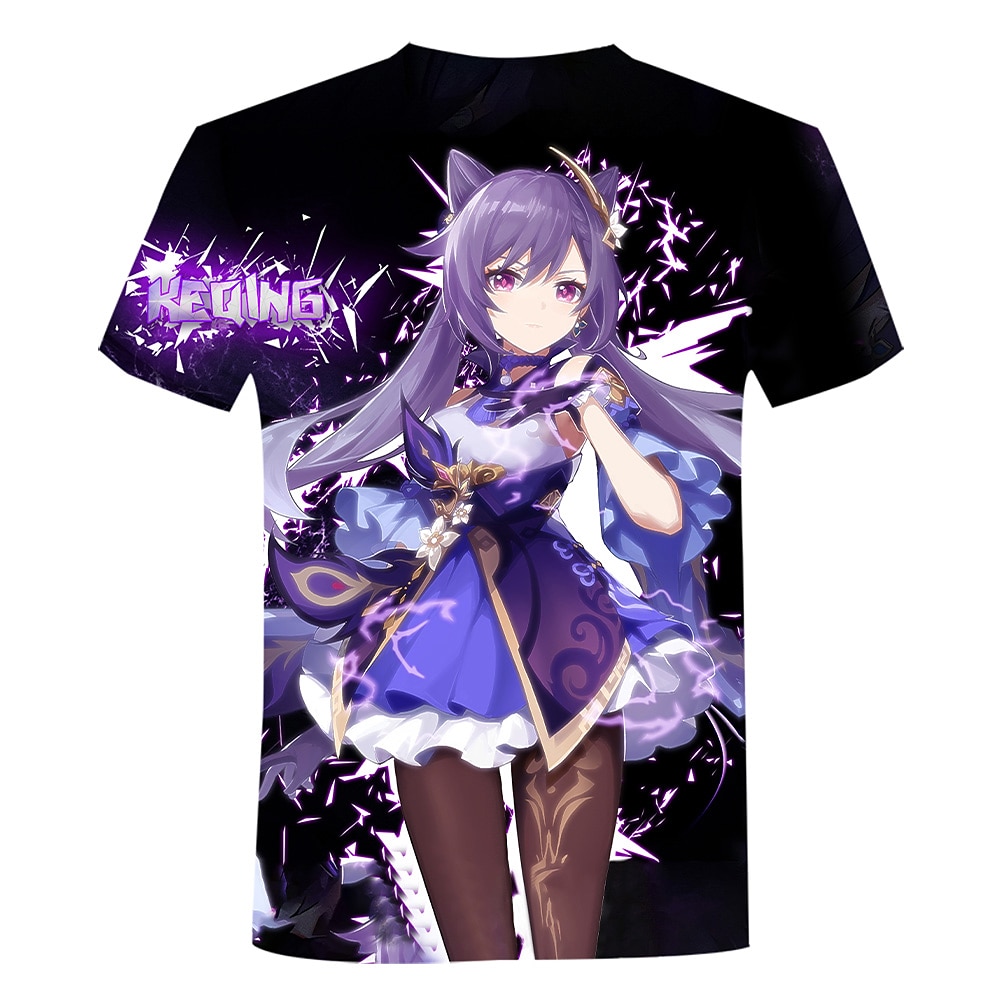 Genshin hatás Szerepjáték Keqing Anime Rajzfilmfigura Manga Nyomtatott 3D 3D Harajuku Grafikus Kompatibilitás Férfi Női Felnőttek Tini 3D nyomtatás 2025 - $17.49 –P2