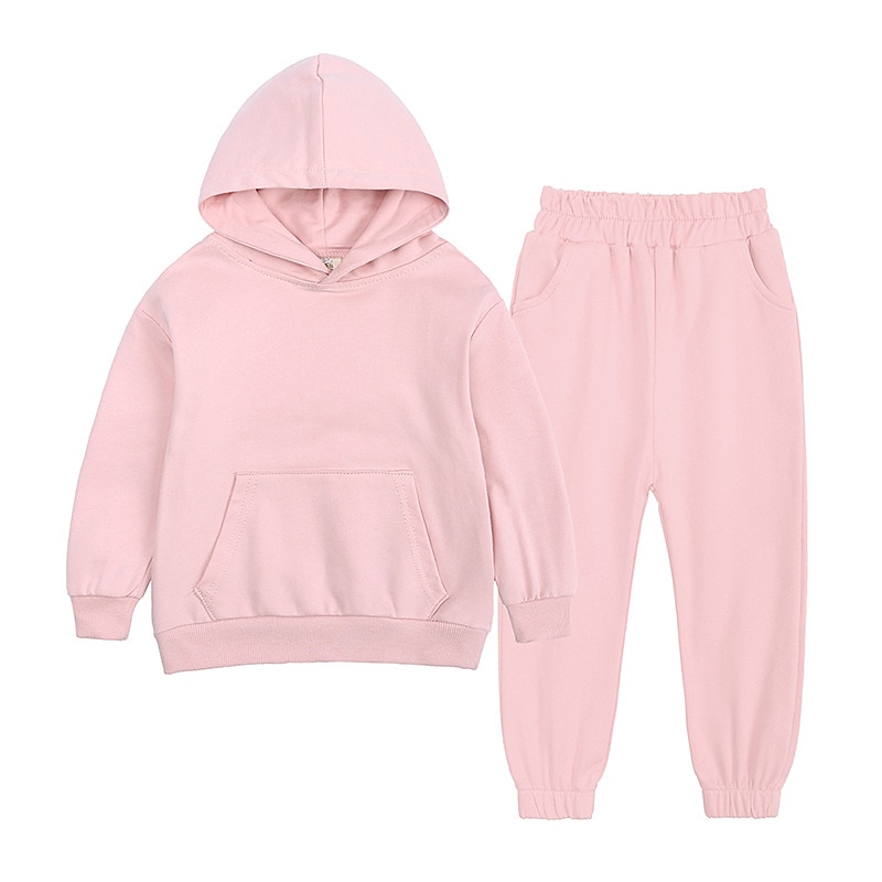 Kinder Jungen Kapuzenpulli & Hose Kleidungsset 2 Stück Langarm Grün Blau Grau Volltonfarbe Baumwolle Strasse Lässig / Alltäglich Streetstyle Sport Standard / Herbst / Winter 2025 - GBP £17 –P1